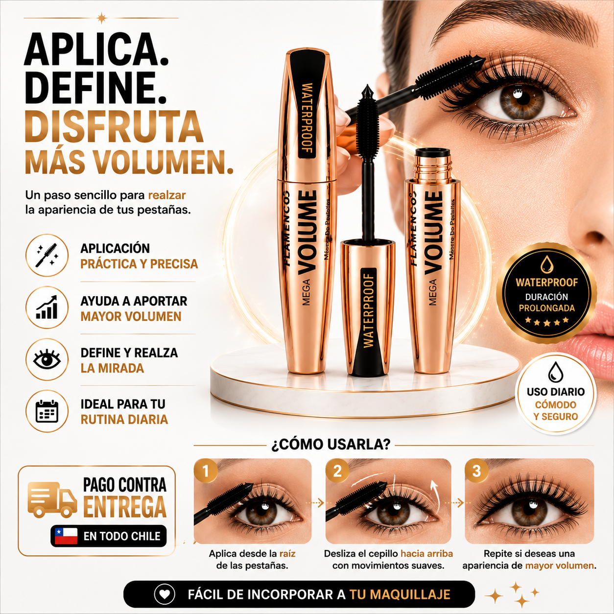 Volumen Total — Máscara de Pestañas Waterproof
