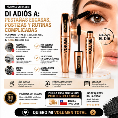 Volumen Total — Máscara de Pestañas Waterproof