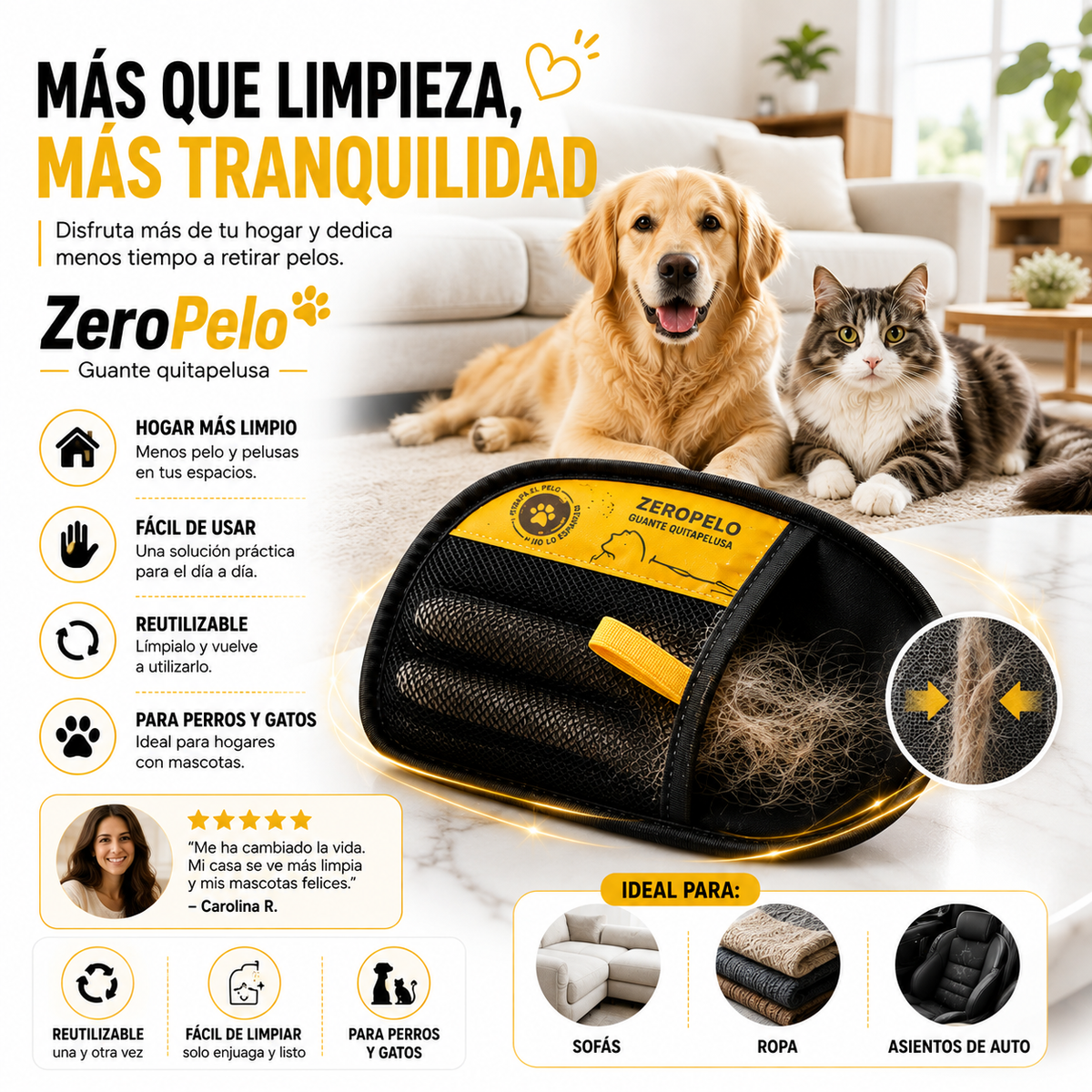ZeroPelo-Guante Quita Pelos.
