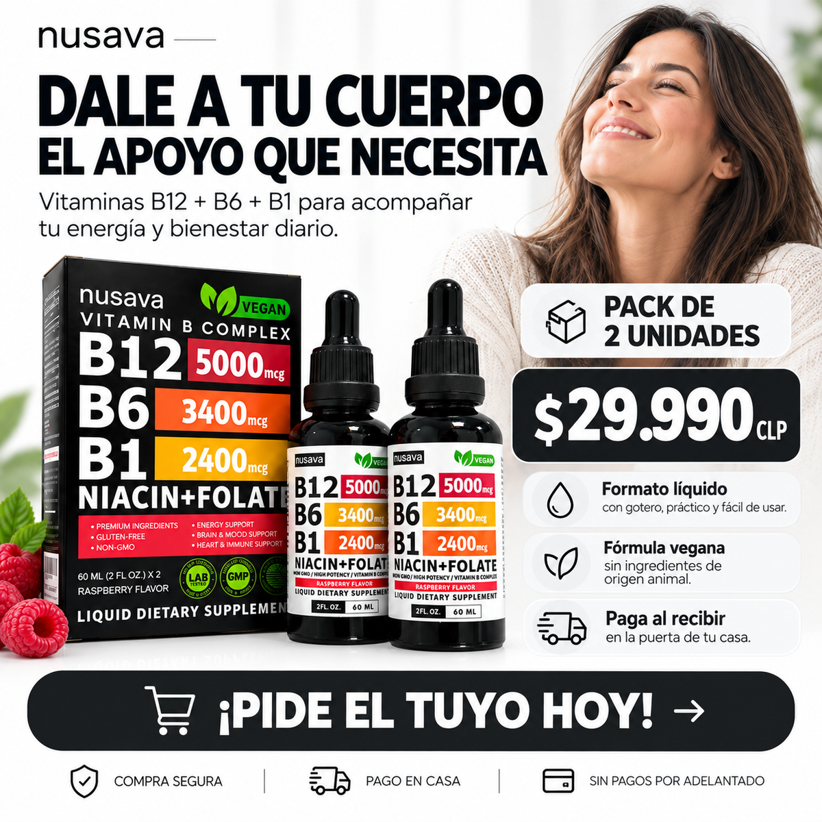 Nusava® Complejo de Vitamina B — B12 + B6 + B1 120ml