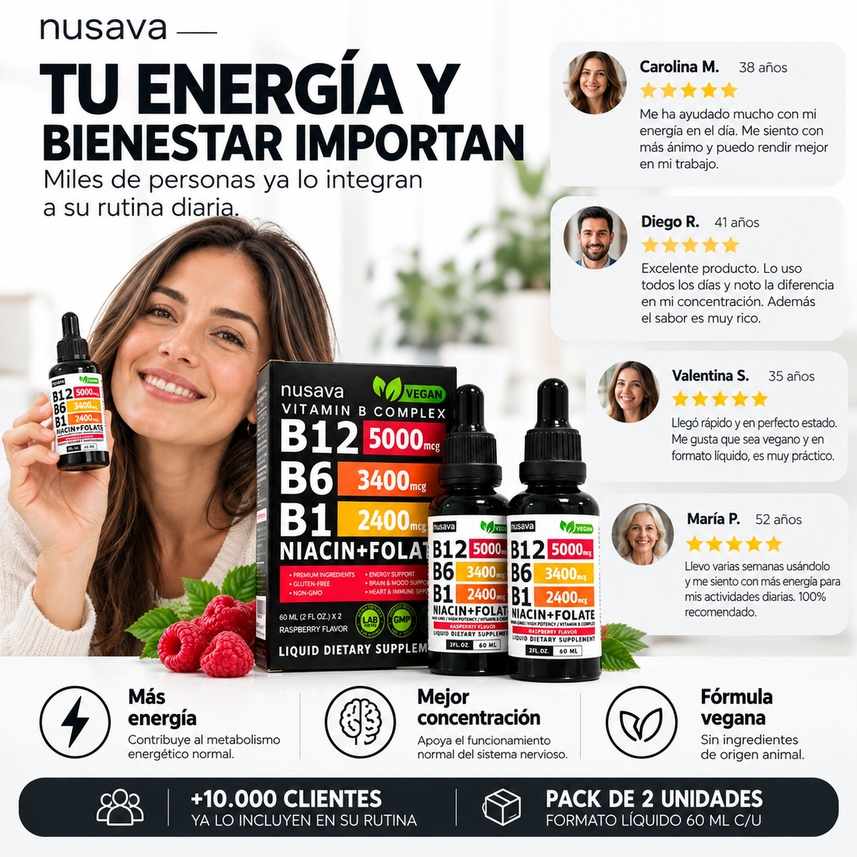 Nusava® Complejo de Vitamina B — B12 + B6 + B1 120ml