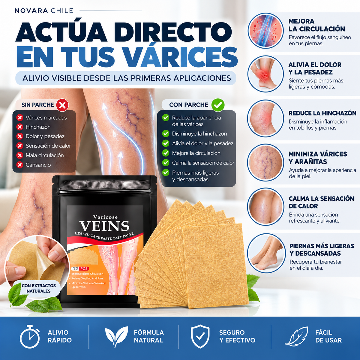 VenaLisse® | Parches de Cuidado para Varicez